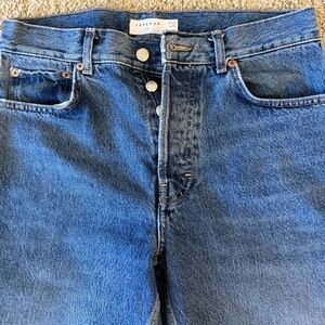 Topshop Button-fly Straight Leg Jean Medium Wash Size 27